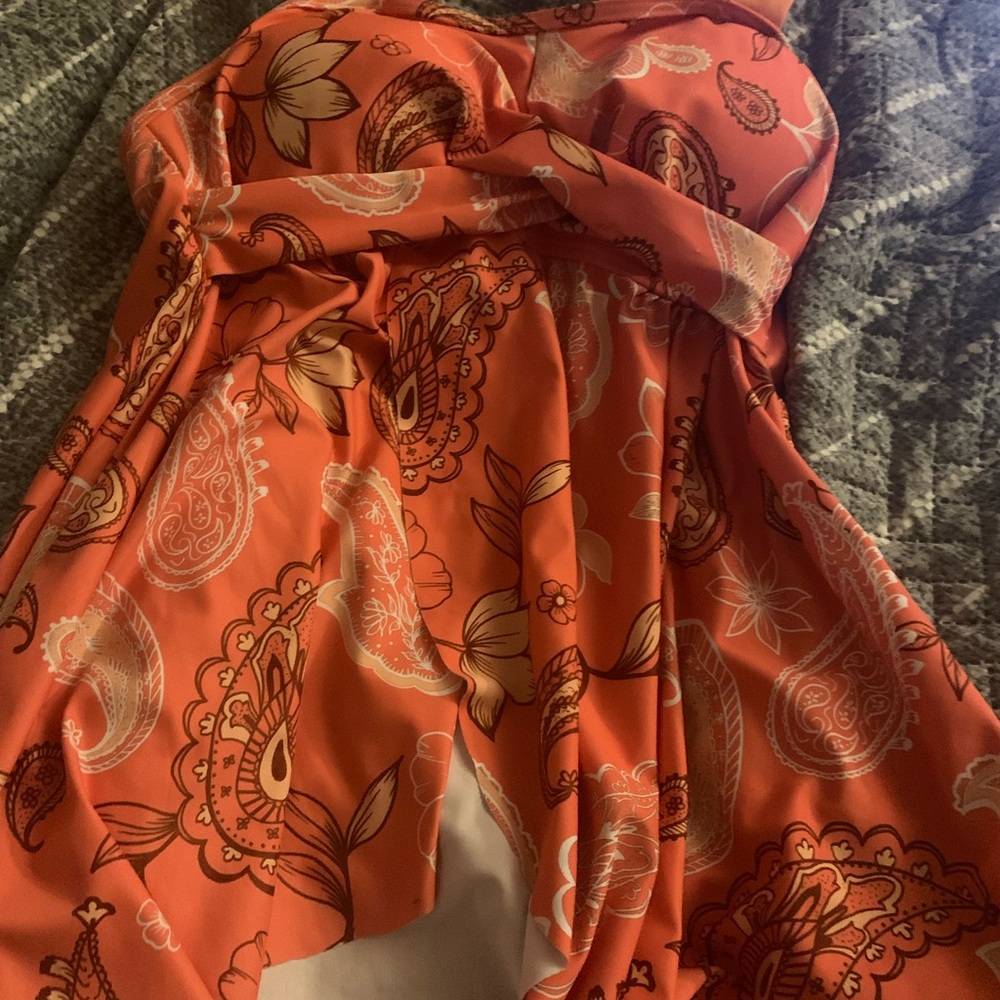 Orange Floral swim top, could be used as a regular top